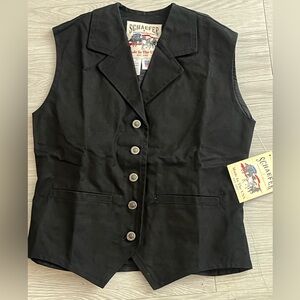 New Schaefer Outfitter 705L Men's Black Canvas Ranger Vest Size Small